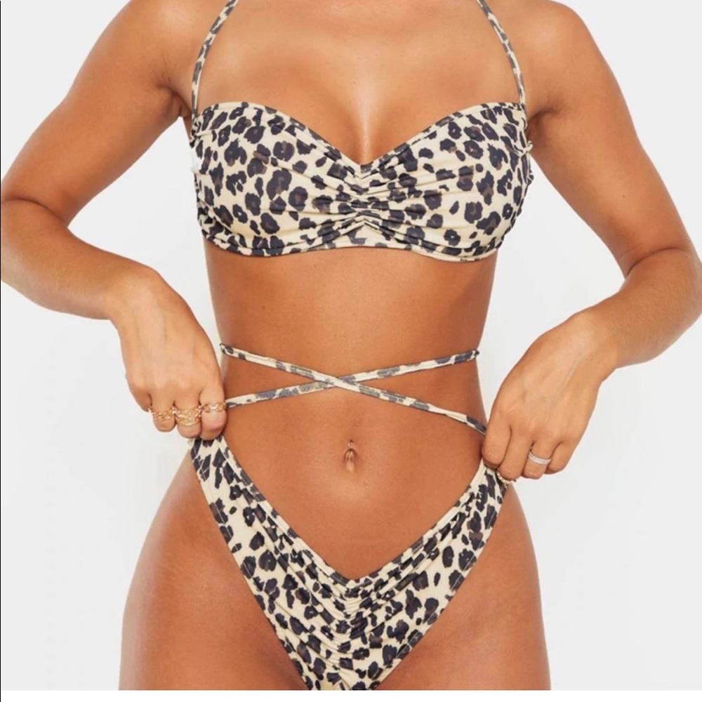 Pretty Little Thing Ruched Leopard Bikini